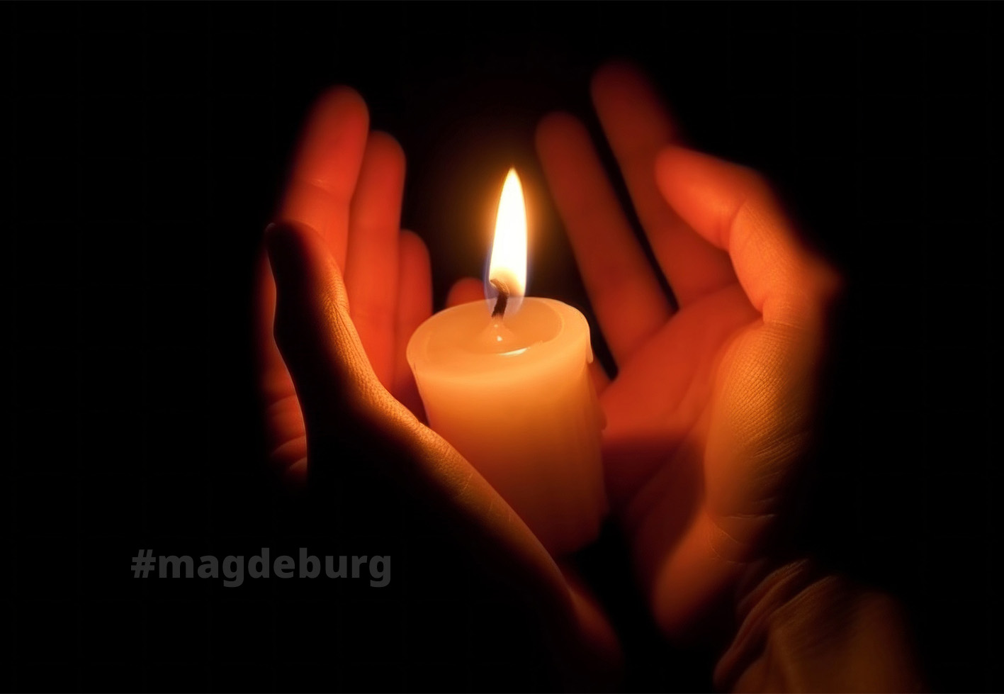 Burning candle in hands with selective focus. Concept symbol. AI